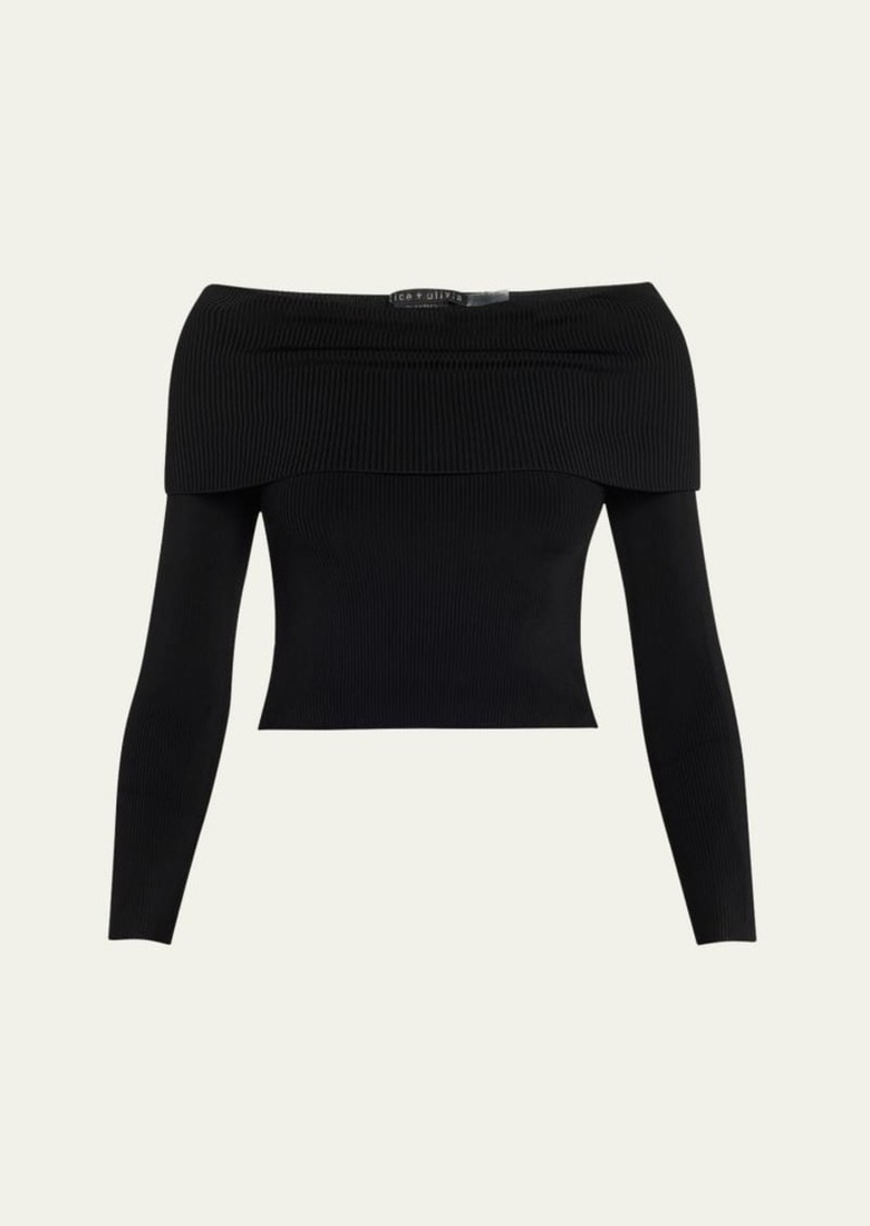 Alice + Olivia Dolan Foldover Long-Sleeve Pullover