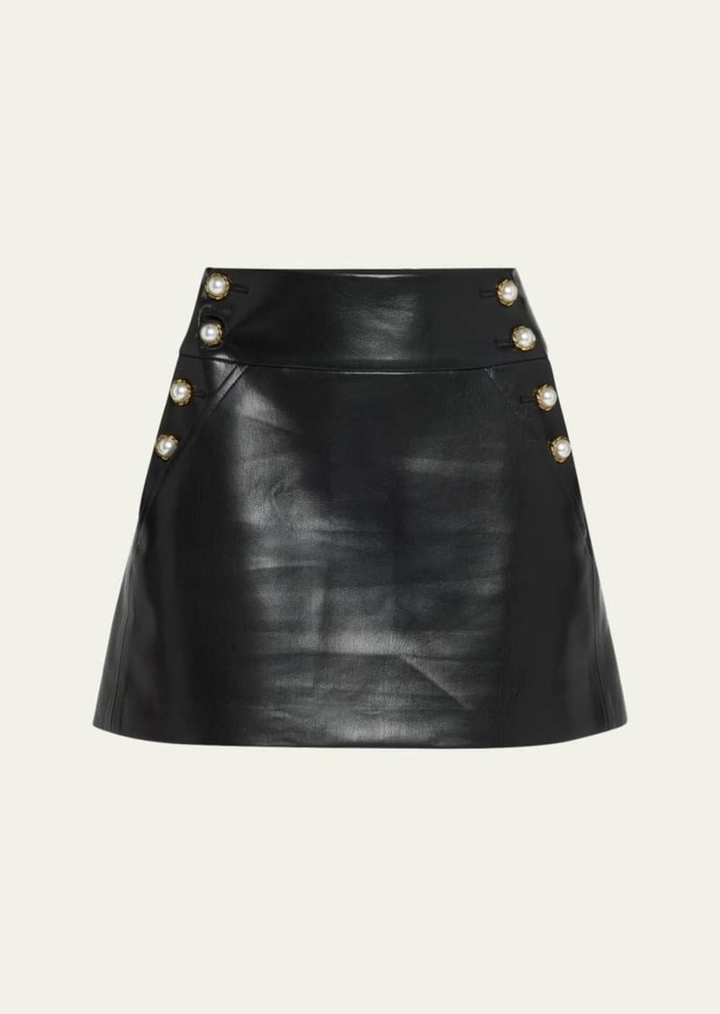 Alice + Olivia Donald High Rise Vegan Leather Side-Button Skirt