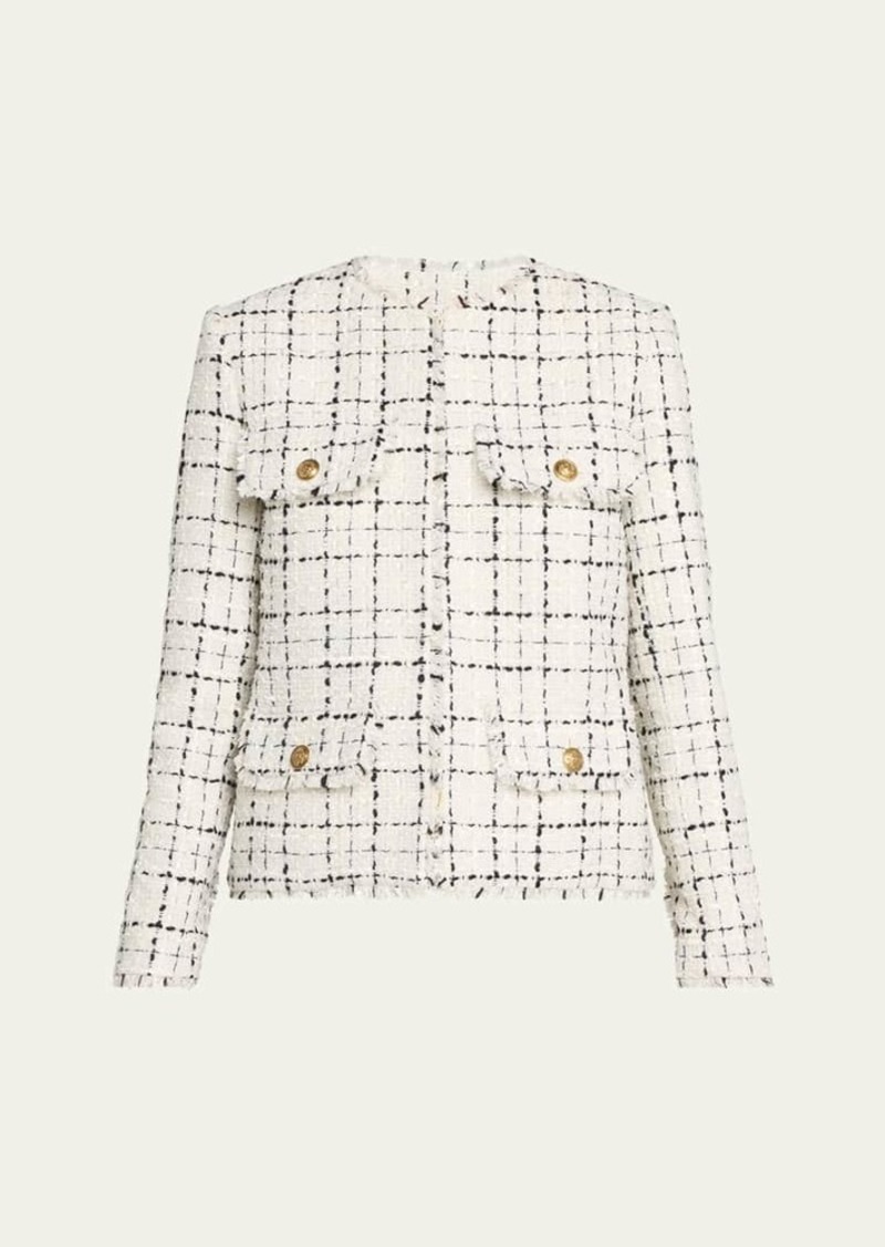 Alice + Olivia Dumont Tweed Boxy Jacket