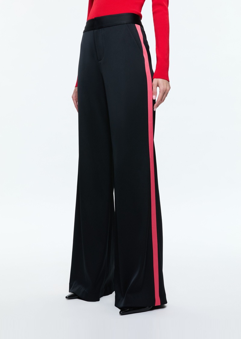 alice + olivia DYLAN HIGH RISE WIDE LEG PANT WITH RACING STRIPE DETAIL