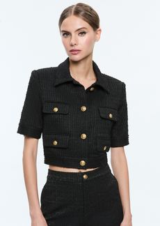 alice + olivia ELLE SHORT SLEEVE PATCH POCKET JACKET