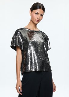 alice + olivia EVAN SEQUIN OVERSIZED TEE