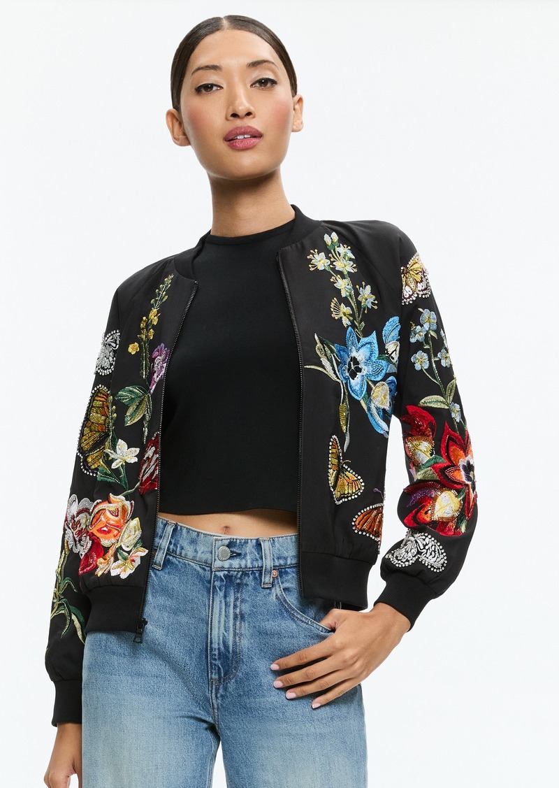 alice + olivia FELISA EMBELLISHED VARSITY JACKET