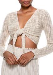 Alice + Olivia Fergie Cropped Tie Front Sweater