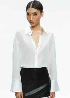 alice + olivia FINELY OPEN BACK BUTTON DOWN