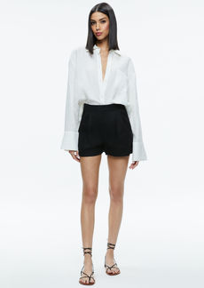 alice + olivia FINELY LINEN OVERSIZED BUTTON DOWN SHIRT