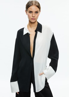 alice + olivia FINELY OVERSIZED BUTTON DOWN SHIRT