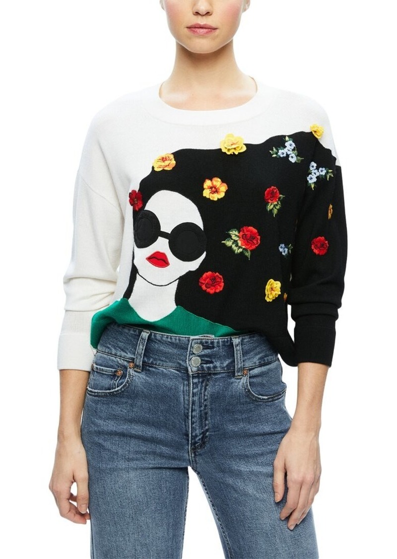 alice + olivia Gleeson Staceface Wool-Blend Sweater