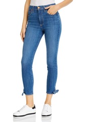Alice + Olivia Good High-Rise Ankle-Tie Skinny Jeans
