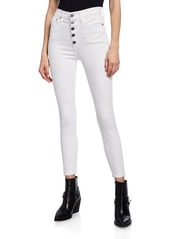 ALICE + OLIVIA JEANS Good High-Rise Exposed Button Skinny Jeans