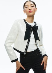 alice + olivia GWYNETH EMBELLISHED CROPPED BOW JACKET