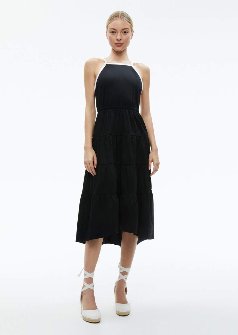 alice + olivia HARTLEY GATHERED MIDI DRESS