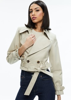 alice + olivia HAYLEY CROPPED TRENCH COAT WITH BELT