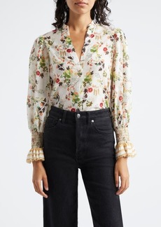 Alice + Olivia Ilan Floral Cotton & Silk Button-Up Shirt