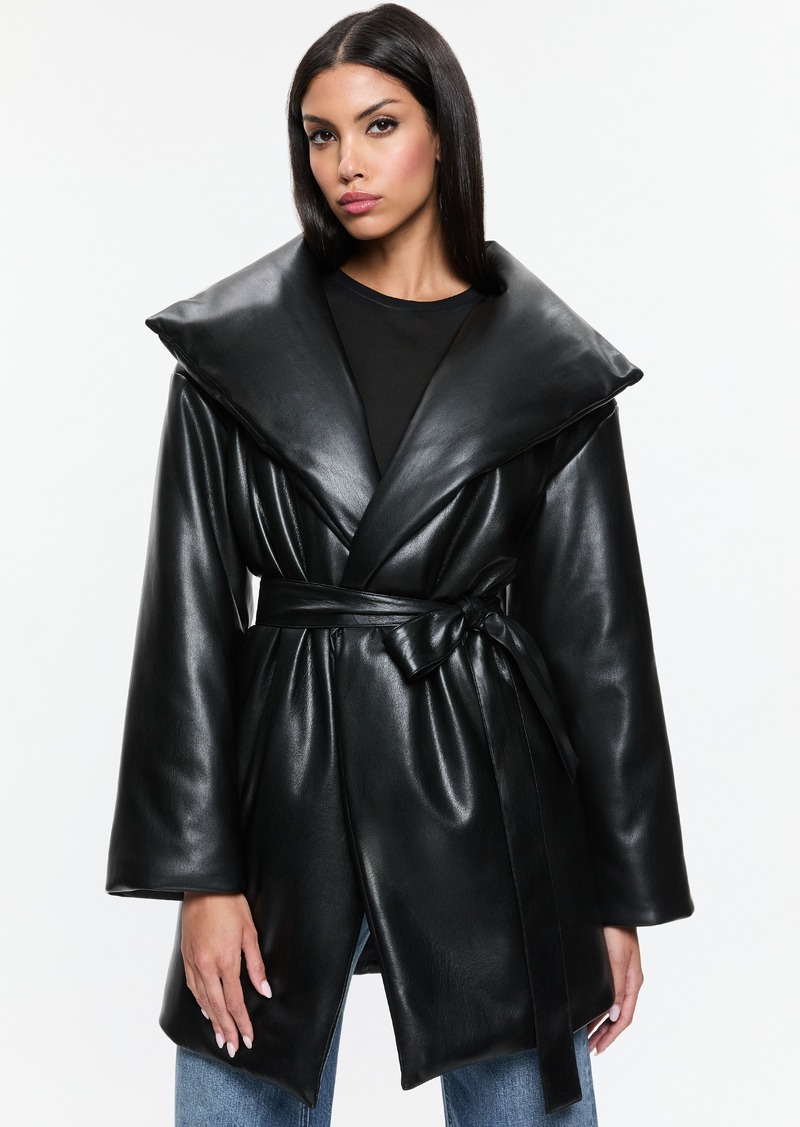 alice + olivia IMA VEGAN LEATHER PUFFER COAT