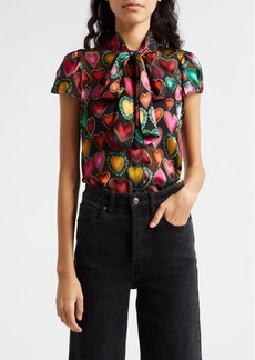 Alice + Olivia Jeannie Bow Collar Button-Up Shirt