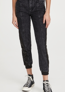 alice + olivia Jenny Vegan Leather Combo Jeans