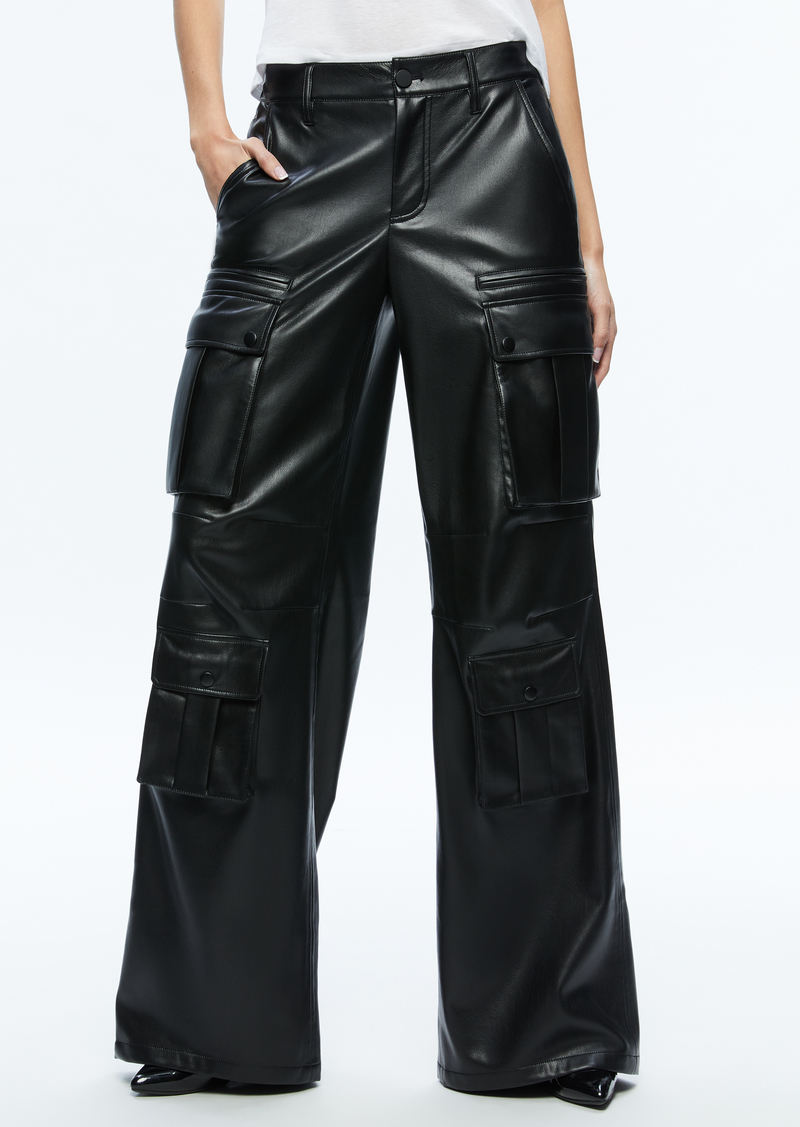 alice + olivia JOETTE VEGAN LEATHER CARGO PANT