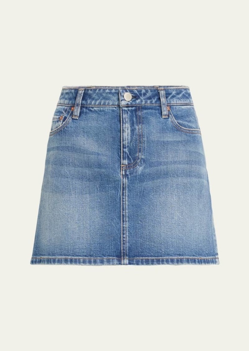 Alice + Olivia Joss Buckle Back Denim Mini Skirt