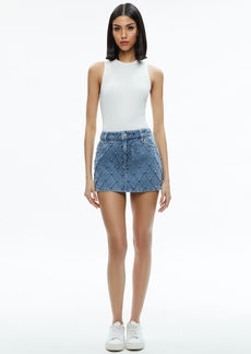 alice + olivia JOSS HIGH RISE QUILTED EMBELLISHED MINI SKIRT