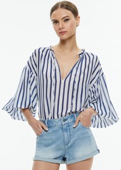 alice + olivia JULIUS STRIPED BLOUSE