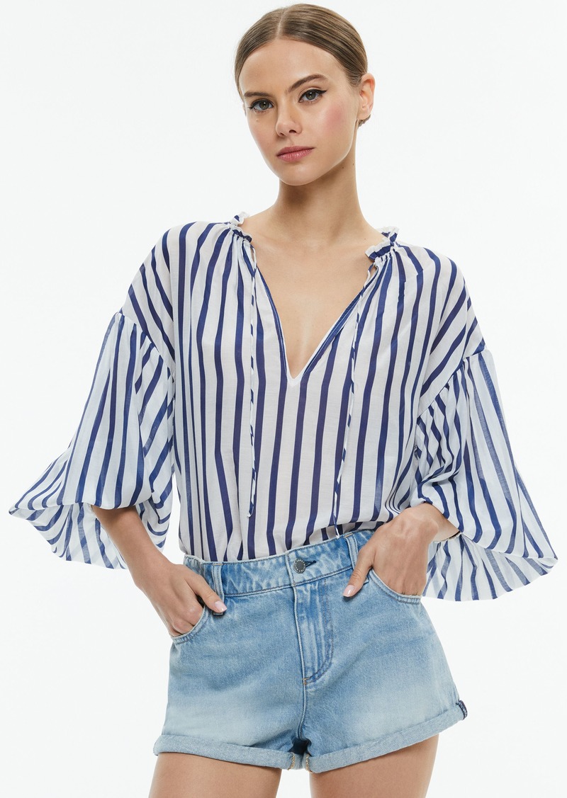 alice + olivia JULIUS STRIPED BLOUSE