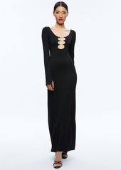 alice + olivia KALENA SCOOP NECK CUTOUT MAXI DRESS