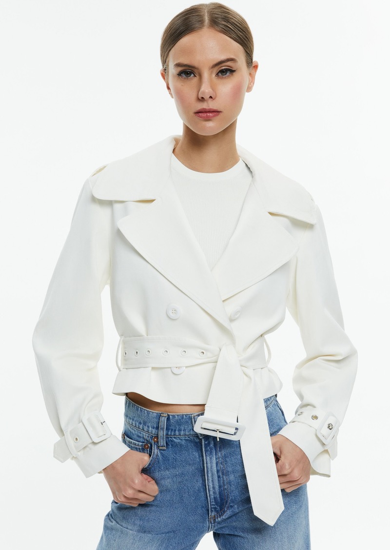 alice + olivia KEITH CROPPED TRENCH WITH BELT