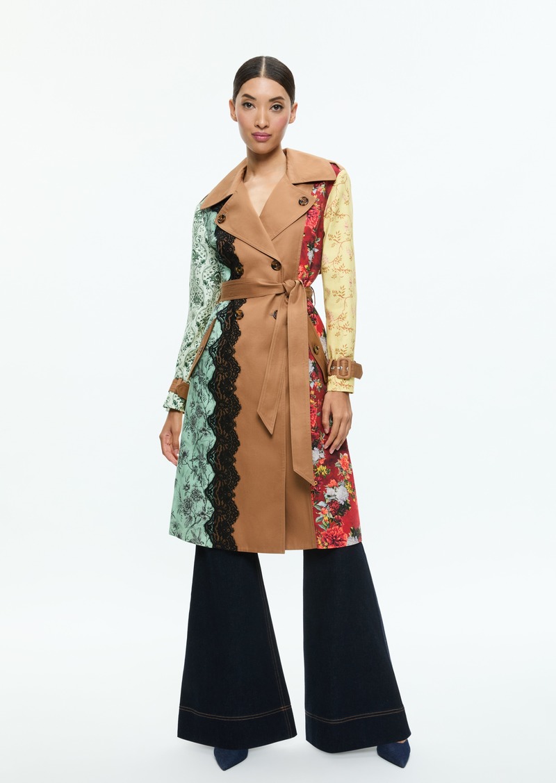 alice + olivia KEITH MIDI TRENCH WITH LACE DETAIL