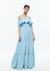 alice + olivia KIA OFF THE SHOULDER TIERED MAXI DRESS