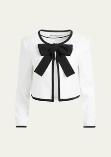 Alice + Olivia Kidman Bow Fitted Cropped Jacket