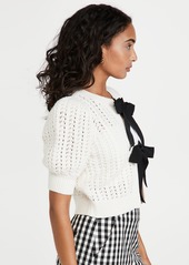 alice + olivia Kitty Puff Sleeve Cardigan with Tie Bows