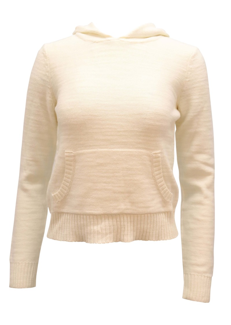 Alice + Olivia Knitted Hoodie in White Cotton