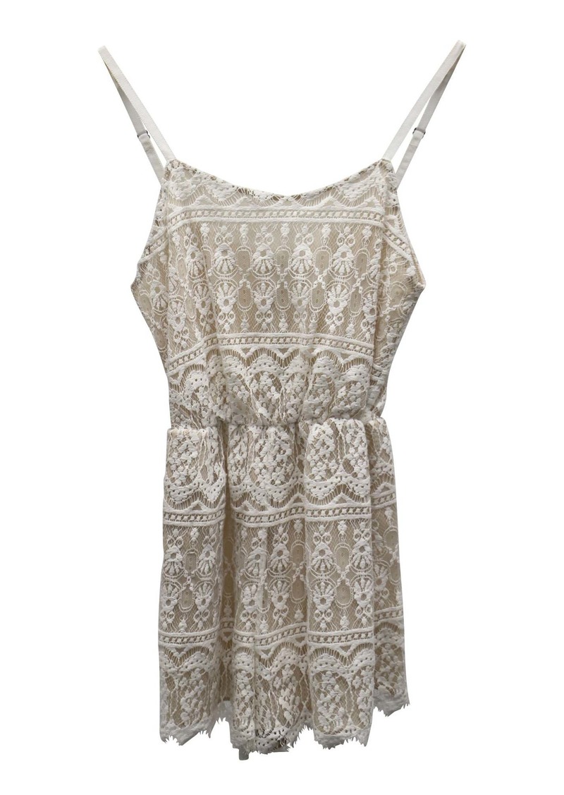 Alice + Olivia Alice & Olivia Lace Sleeveless Romper in Beige Cotton