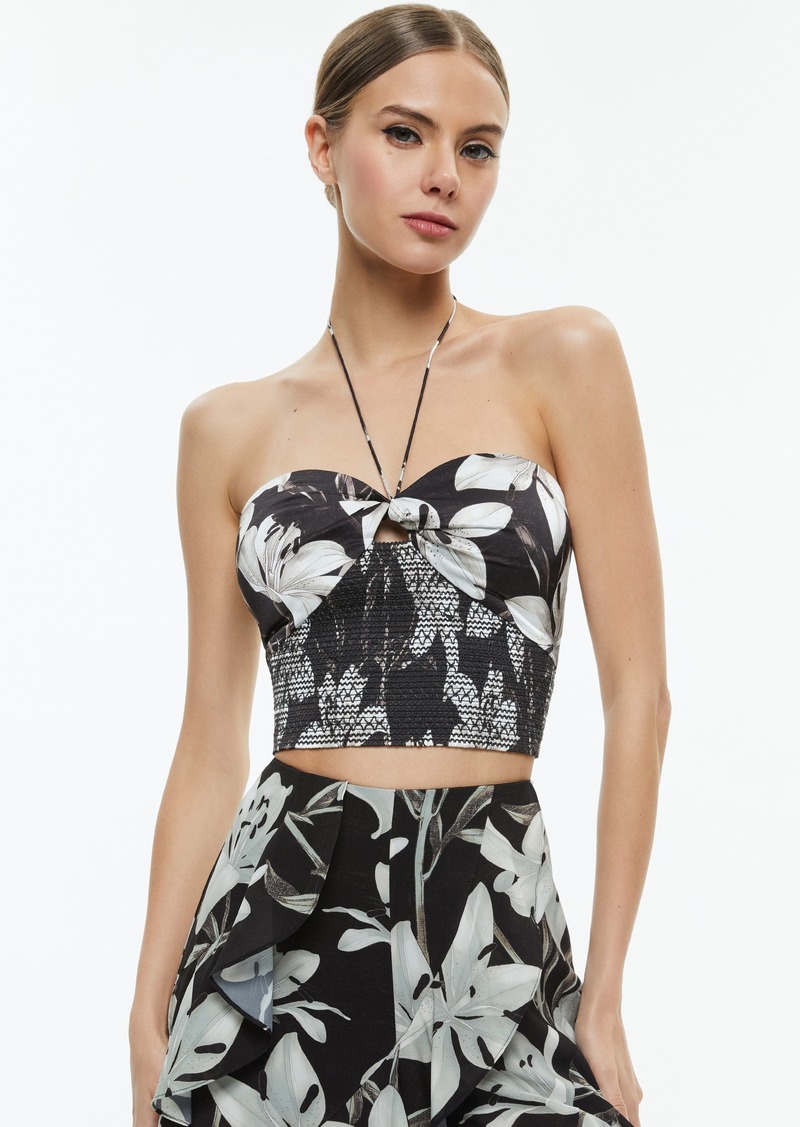 alice + olivia LIVIA HALTER CROPPED TOP