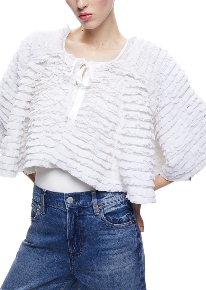 alice + olivia Loree Ruffle Crop Jacket