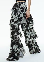 alice + olivia LOTUS HIGH RISE WIDE LEG RUFFLE PANT