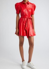 Alice + Olivia Lurlene Puff Sleeve Faux Leather Minidress