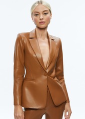 alice + olivia MACEY FITTED VEGAN LEATHER BLAZER
