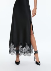 alice + olivia MAEVE MAXI SLIP SKIRT WITH LACE TRIM