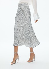 alice + olivia MAEVE SEQUIN KICK FLARE SLIP SKIRT