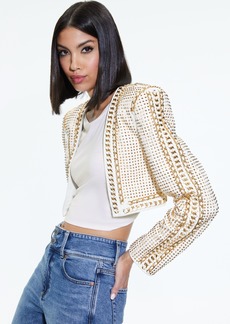 alice + olivia MAIRA CROPPED JACKET WITH CHAIN TRIM