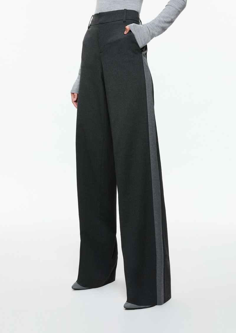 alice + olivia MAL LOW RISE STRAIGHT LEG PANT WITH SIDE STRIPE