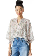 alice + olivia MARGERY BUTTON FRONT FLORAL BLOUSE