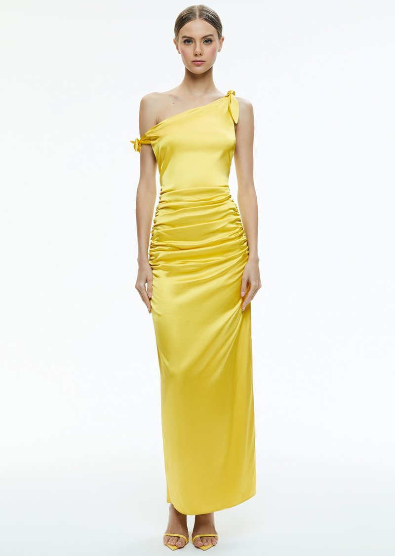 alice + olivia MARILLA OFF THE SHOULDER RUCHED MAXI DRESS