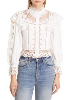 Alice + Olivia Marlo Eyelet Peplum Blouse in Off White at Nordstrom