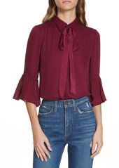 Alice + Olivia Maxima Ruffle Sleeve Georgette Blouse in Currant at Nordstrom