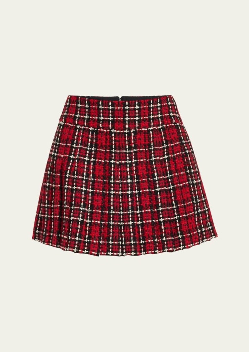 Alice + Olivia Mera Plaid Pleated Mini Skirt