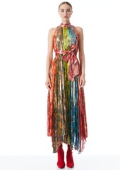 alice + olivia MERTIE MOCK NECK PLEATED MAXI DRESS