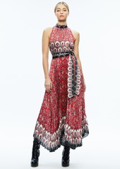 alice + olivia MERTIE MOCK NECK PLEATED MAXI DRESS